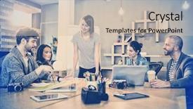  Presentation with discussion - Cool new PPT theme with 19 years - female graphic designer having discussion backdrop and a soft green colored foreground