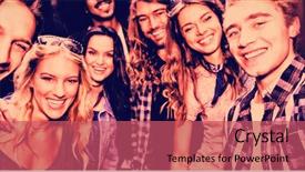  Presentation with friends - Audience pleasing PPT layouts consisting of 19 years - portrait of cheerful young friends backdrop and a red colored foreground