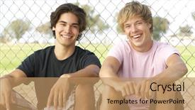  Presentation with playground - PPT theme with 19 years - teenage boys sitting in playground background and a  colored foreground