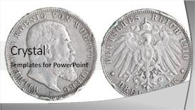  Presentation with antique - Colorful slides enhanced with 1900 - antique silver germany coin 1910 backdrop and a light gray colored foreground