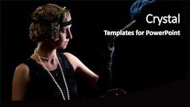  Presentation with cigarette - Colorful presentation theme enhanced with 1920s - cigarette smoking lady dressed backdrop and a black colored foreground