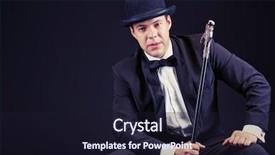  Presentation with black man - Beautiful PPT theme featuring 1920s - portrait of an elegant man backdrop and a wine colored foreground