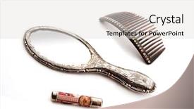  Presentation with accessories - Presentation theme consisting of 1920s - vintage make-up accessories isolated background and a light gray colored foreground