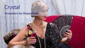 Presentation with twenties - PPT layouts having 1920s - vintage twenties lady with cocktail background and a lemonade colored foreground