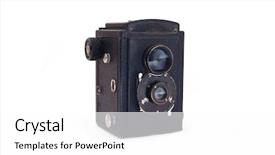  Presentation with old fashioned photo album - Slides having 1930 - old photo camera isolated background and a white colored foreground