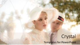  Presentation with 1930s - Presentation theme having 1930s girl and man background and a lemonade colored foreground