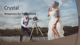  Presentation with vintage - Colorful presentation design enhanced with groom using vintage photo camera backdrop and a light blue colored foreground