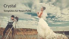  Presentation with vintage - Audience pleasing presentation theme consisting of groom using vintage photo camera backdrop and a mint green colored foreground