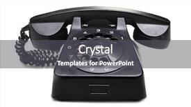  Presentation with black and white old phone - Presentation design consisting of 1980 - old phone on white background background and a gray colored foreground