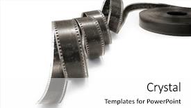  Presentation with 1940 - Theme having 1940 camera - old film for cinema isolated background and a white colored foreground