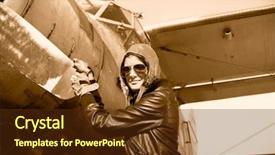 Presentation with propeller - Beautiful slides featuring 1940 camera - portrait of female pilot backdrop and a tawny brown colored foreground