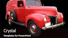  Presentation with 1940 - Slide set consisting of antique car - 1940 v8 panel van isolated background and a wine colored foreground