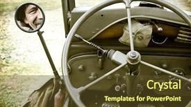  Presentation with jeep - Theme featuring surprised woman wearing santa hat on white background background and a lemonade colored foreground