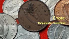  Presentation with celtic - PPT theme having 1940s - coins of ireland celtic harp background and a tawny brown colored foreground