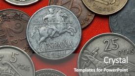  Presentation with spain - Presentation theme having 1940s - coins of spain under franco background and a gray colored foreground
