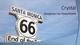  Presentation with route - Slides with 1940s - route 66 highway sign background and a light blue colored foreground