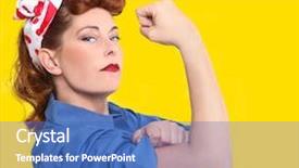  Presentation with factory - Colorful PPT theme enhanced with 1950 era iconic image backdrop and a teal colored foreground