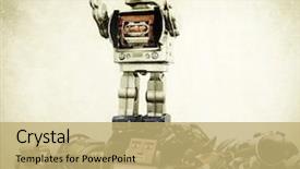  Presentation with robot - Presentation design enhanced with big robot on top background and a coral colored foreground