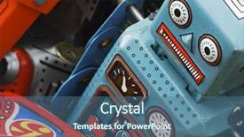  Presentation with robot - PPT layouts with pursue - old robot toys background and a ocean colored foreground
