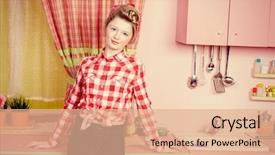  Presentation with pretty girl - Presentation design consisting of pink kitchen beauty youth fashion background and a coral colored foreground