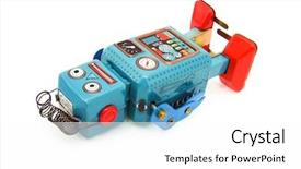  Presentation with robot toy - Beautiful slide set featuring retro robot toy backdrop and a arctic colored foreground