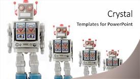  Presentation with robot toy - Slide deck consisting of pursue - retro robot toy background and a white colored foreground