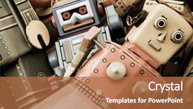  Presentation with toy - Colorful slide deck enhanced with robots mechanical - retro toy background backdrop and a red colored foreground