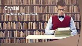  Presentation with old fashioned - Slides enhanced with young old-fashioned writer background and a violet colored foreground