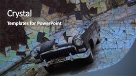  Presentation with 1950s - Beautiful presentation featuring 1950s fashion - aged vintage car on peeling backdrop and a dark gray colored foreground