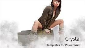  Presentation with 1950s - Beautiful presentation featuring 1950s fashion - american pin-up army girl backdrop and a light gray colored foreground