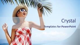  Presentation with holiday - Slides having 1950s fashion - beach holiday background and a  colored foreground