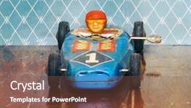  Presentation with car racing - Slide deck having 1950s fashion - rerto racing car on old background and a tawny brown colored foreground