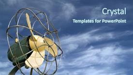  Presentation with ventilator - PPT layouts with 1950s fashion - retro ventilator fan against blue background and a ocean colored foreground