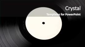  Presentation with vinyl - Beautiful PPT theme featuring 1950s fashion - vinyl disk retro backdrop and a black colored foreground