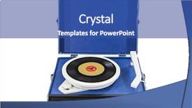  Presentation with record player - Colorful presentation design enhanced with 1960 - funky old record player box backdrop and a ocean colored foreground
