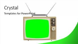  Presentation with green screen - Slide set consisting of 1960 - vintage television on white background and a white colored foreground
