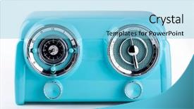 Presentation with retro radio - Presentation theme having 1960s - blue retro radio background and a light blue colored foreground