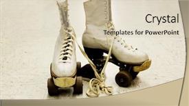  Presentation with shoe - Slide set having 1960s - old worn roller skates background and a lemonade colored foreground
