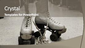  Presentation with shoe - Amazing slide set having 1960s - old worn roller skates backdrop and a gray colored foreground