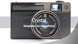  Presentation with collage of retro camera - Theme enhanced with 1960s - retro camera on white background background and a dark gray colored foreground