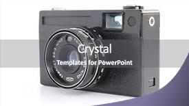  Presentation with collage of retro camera - Amazing slides having 1960s - retro camera on white background backdrop and a gray colored foreground