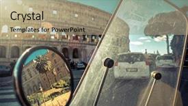  Presentation with time travel - PPT theme having 1960s - retro scooter stay near background and a coral colored foreground