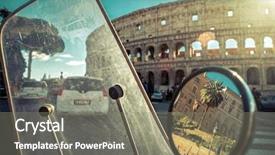  Presentation with time travel - Cool new PPT theme with 1960s - retro scooter stay near backdrop and a gray colored foreground