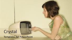  Presentation with 1960s - Slides consisting of 1960s - side view of pretty caucasian background and a coral colored foreground