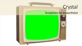  Presentation with green screen - PPT layouts enhanced with 1960s - vintage portable television isolated background and a lemonade colored foreground