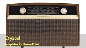 Presentation with vintage radio - Slides consisting of 1960s - vintage radio on white background background and a tawny brown colored foreground