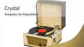  Presentation with record player - Presentation having 1960s - vintage record player box background and a white colored foreground