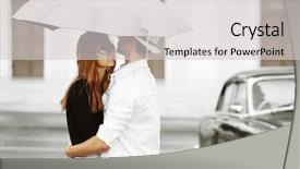  Presentation with loving hearts love heart candy - Presentation theme having 1960s - young couple in love background and a light gray colored foreground