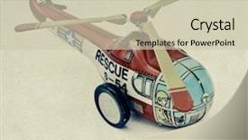  Presentation with helicopter - Audience pleasing slide set consisting of 1970 - old tin helicopter toy backdrop and a soft green colored foreground