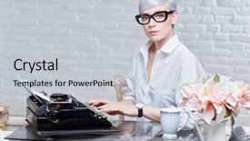  Presentation with retro 1920s english style gangster - Slide set featuring 1960s - retro style secretary sitting background and a lemonade colored foreground